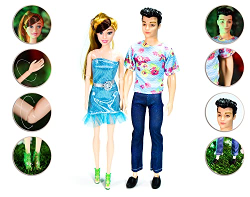 Image of Tickles Sweet Boy & Girl Couple Set of 2 Plastic Dolls for Kids Room & Home Decoration (Design May Vary Size: 30 cm)