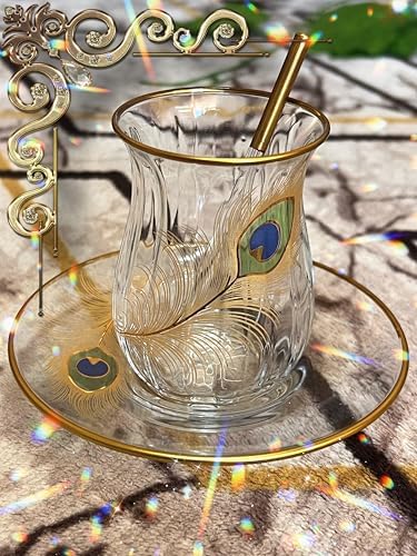 ALTIN TAVUS KUŞU DESENLİ 6 KİŞİLİK ÇAY SETİ - Görsel 3