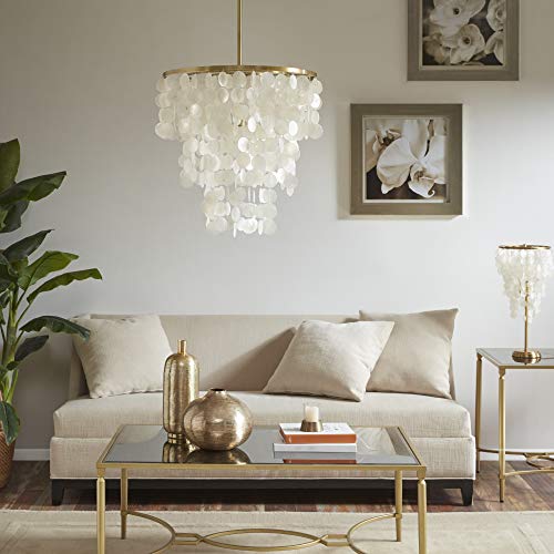 Urban Habitat Isla Capiz Chandeliers Coastal Modern with White Shell Shade Dimmable Ceiling Lamp for Dining Room, Living Room Lighting Fixtures Hanging - Image 4