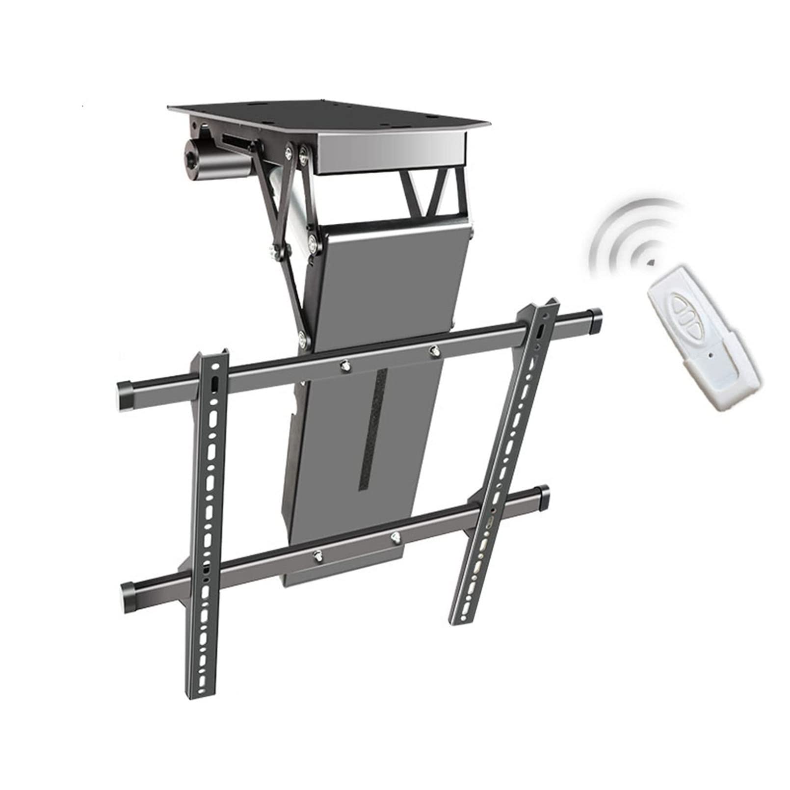 Soporte de TV de Techo motorizado, Elevador telescópico eléctrico con Control Remoto e Interruptor, Elevador de TV Oculto Plegable de 0-85°