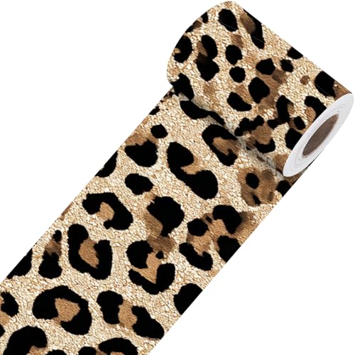 Image of Nuxovilar Leopard Print Peel Stick Wall Border PVC 3.94x16.4'