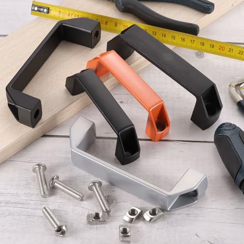 Tiradores rectangulares uxcell de aluminio naranja para muebles 5