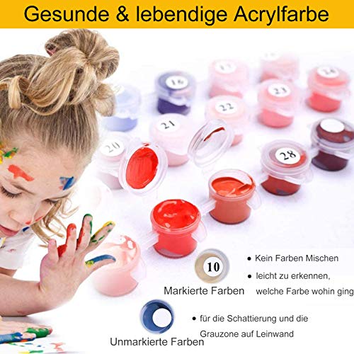 Malen Nach Zahlen Pferde, DIY Ölgemälde Vorgedruckt Leinwand, Paint by Numbers Geschenk für Home Wall Dekor, Malen Nach… – Bild 4