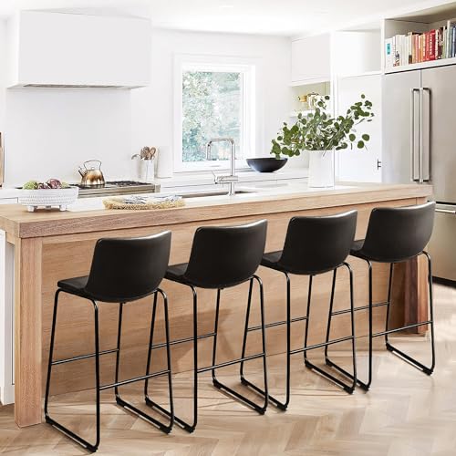Image of Waleaf 30 Inch Counter Height Bar Stools Set of 4, Faux Leather Bar Chairs