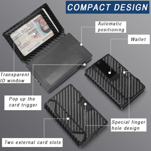 Mens wallet leather patterned credit card case storage Bifold metal anti-demagnetization Carbon fiber black wallet for men4