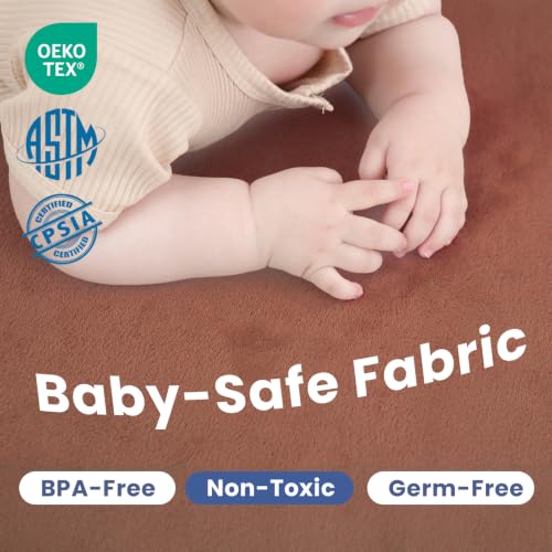 Image of Huloo Sleep Ultra Soft Baby Play Mat for Floor,1.3 inch Thick Elasti-Foam 50x50 Playpen Mat for Toddlers Infant Kids,Non-Slip Backing Safe for Crawling&Tummy Time,Tatami Style (Brick)