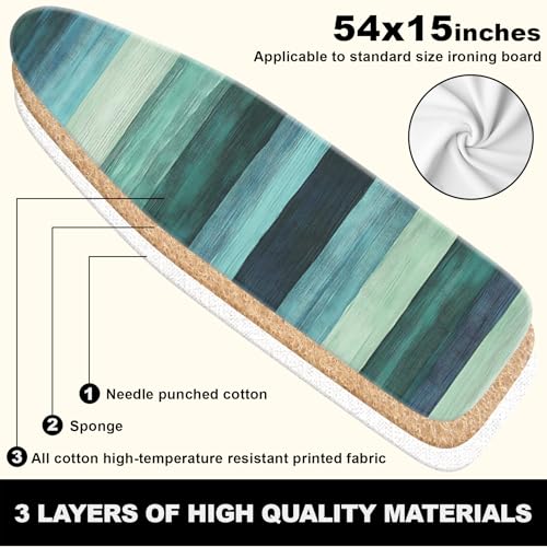 Image of Ironing Board Cover 15x54 Inch- Standard Cotton Cover with Strong Elastic Edge & Stain Resistant Surface (Stripe, 15 inch x 54 inch)