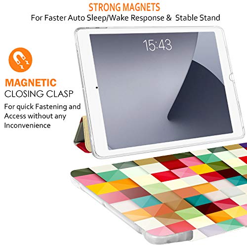 Image of DuraSafe Cases for iPad Mini 5 7.9 Inch 2019 [ Mini 5th Gen ] A2133 A2124 A2126 A2125 Printed Smart Trifold Lightweight Soft Silicone Transparent Front & Back Cover - Multicolor Cubes