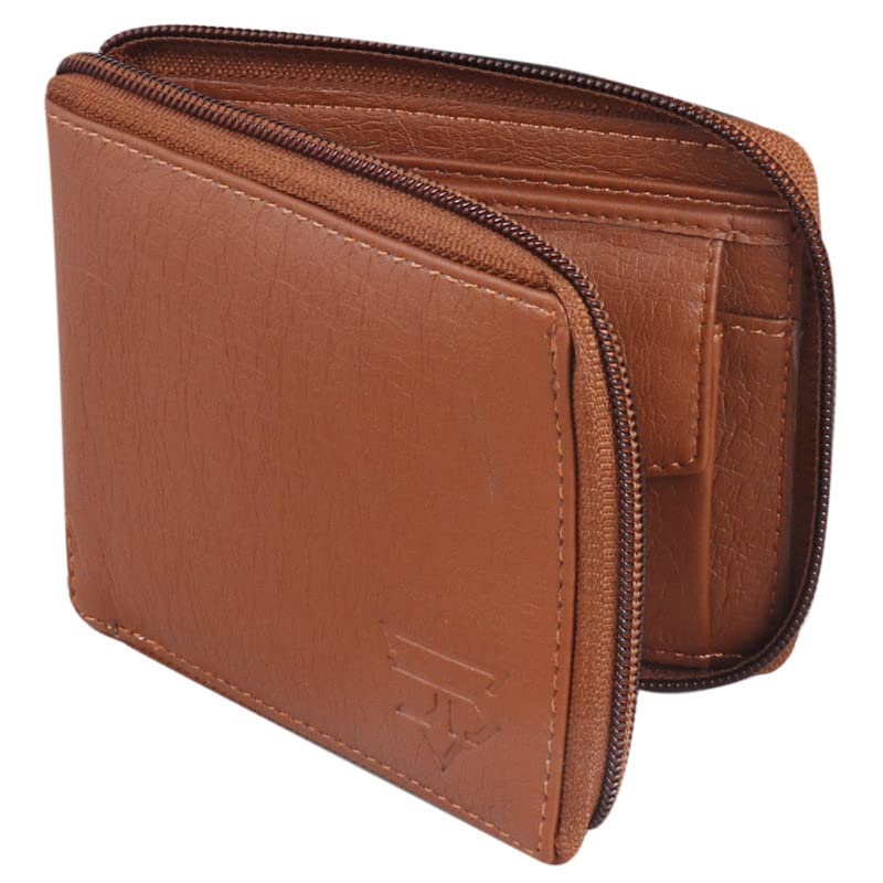 jnd Men's Faux Leather Round Zipper Wallet | RFID Protected | 3 Card Slots | 2 Hidden Compartment | 1 Coin Pocket | Wallet for Men-picture-41