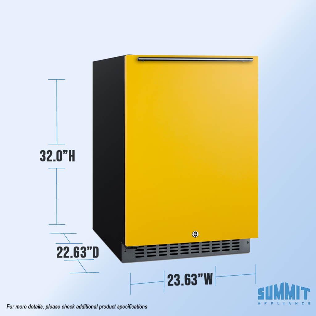 Summit 24" Built-In Refrigerator, 4.8 cu.ft., ADA Compliant, Undercounter, Yellow, Stainless Steel - AL54YLHD (Left Handed Door Swing) on Fridge.com