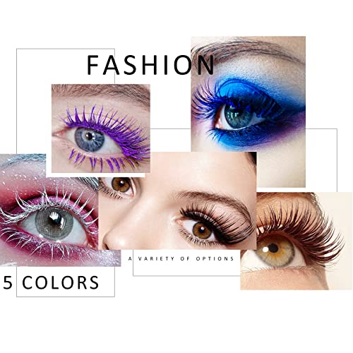 KYDA 2 Pcs Double Head Mascara Set, Matte Color Thick Curled Lengthening Natural Mascara, Waterproof Long Wear Not Blooming No Clumping-Purple