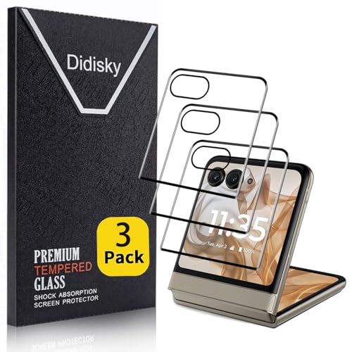 Didisky 3 Pack Front Screen Protector for Motorola Moto Razr 2024 2025 Anti Scratch 3D Curved Tempered Glass Screen Cover Curved Full Cover 9H Hardness