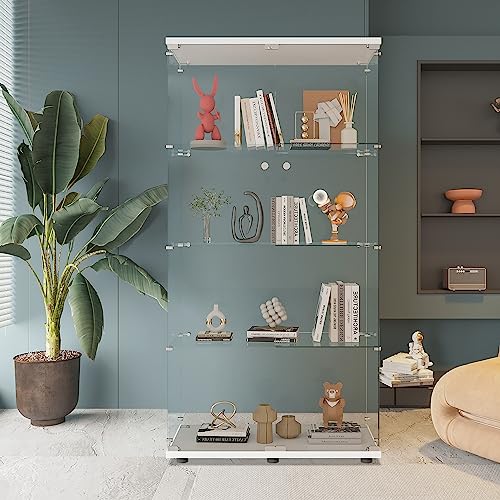 Image of Beauty4U White Glass Display Cabinet, 4-Shelf 2-Door Curio Cabinet