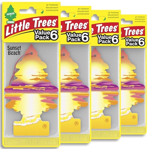 Image of LITTLE TREES Car Air Freshener | Hanging Tree Provides Long Lasting Scent for Auto and Home | 24 Air Fresheners |Sunset Beach