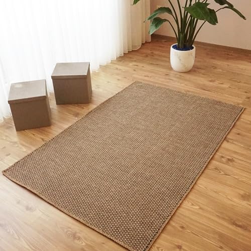 Jute Area Rug, Non-Slip, Machine Washable Rug For Indoor & Outdoor, Garden, Kitchen, Bedroom, Dining Room and Living Room, Natural Woven Rug (Brown & Black - Caria, 80X150 CM) - Image 3