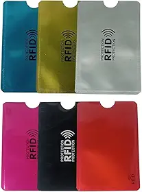 Kit Com 6 ou 10 Unidades Capa Bloqueio RFID Protetor de Cartao Por Aproximação Escolha Sua Cor Material Metalico Contactless Anti Furto Bloqueador de Sinal NFC Proteção Contra Clonagem (6, Sortido)