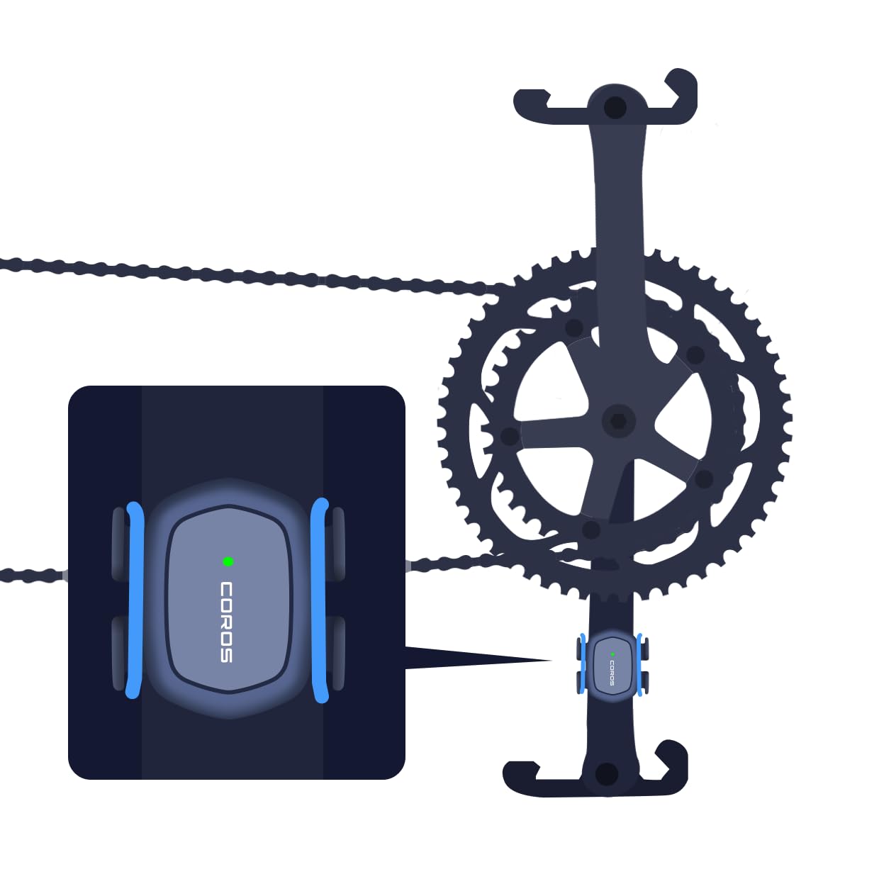 COROS Sensore di cadenza della bicicletta: traccia i giri al minuto per migliorare l'efficienza della pedalata, per l'uso durante le corse all'aperto e al chiuso, oltre a bici da spin, coppie con