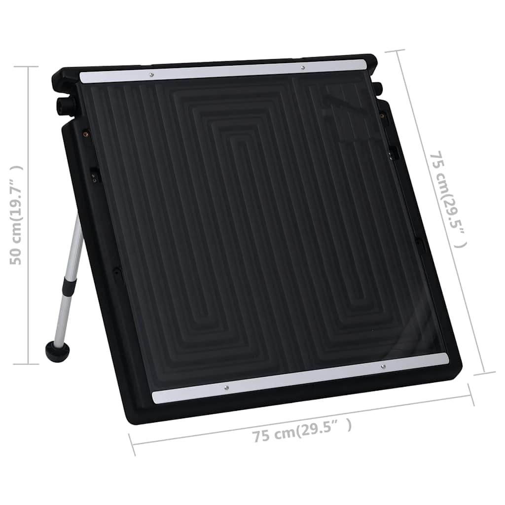 Lot de 2 panneaux solaires de piscine - 150 x 75 cm - Noir - En aluminium PE - Avec pieds de support réglables de 40 à 60 °C - Puissance de chauffage pour eau chaude