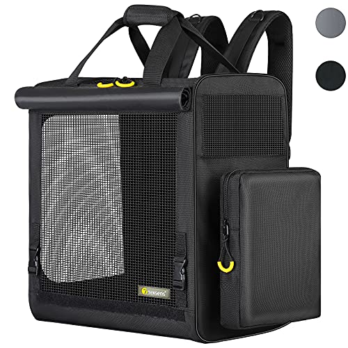 Texsens Dog Backpack Carrier, Portable Pet Carrier Backpack with Window Curtain for Small Medium Large Fat Cats Puppies Up to 33 Lbs, Ventilated Design for Travel, Hiking, Outdoor, Go to Vet (Black)