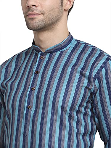 Image of KRAFT INDIA Men Cotton Dark Stripped Kurta ONLY
