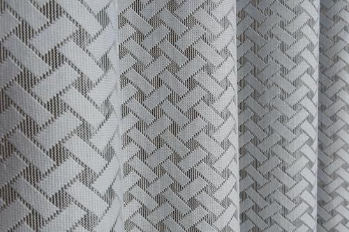 Image of Sheer Net Semi Transparent Home Decor Curtains for Living Room, Balcony Doors and Windows Panel, Parda, Eyelets Hanging, Grey Criss-Cross, 4 x 5 Feet, Pack of 2