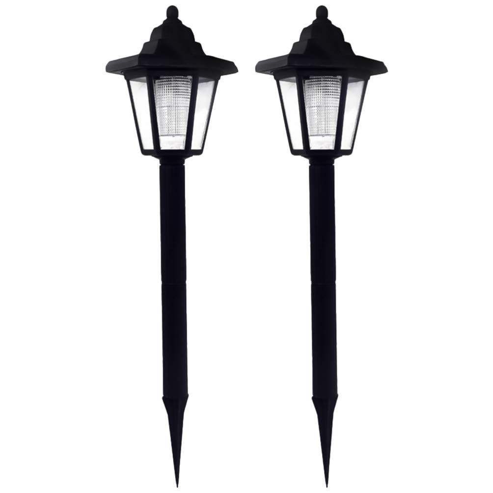 VILLCASE Lot De 2 Lampes Solaires De Jardin LED Noir - Éclairage Paysager Extérieur Pour Pelouse, Terrasse Et Allées