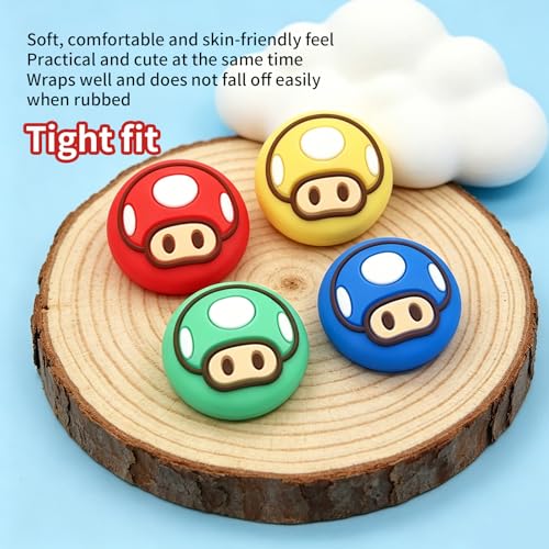 Image of PERFECTSIGHT Cute Thumb Grip Caps for Switch 2, PS5 PS4 Xbox Series X /S Xbox One Switch PRO Controller Steam Deck, 4PCS Soft Rubber 3D Thumbsticks Button Joystick Cover, Mushroom
