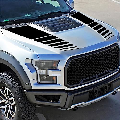 Image of ramuel 2PCS Car Hood Vinyl Racing Stripe Decals Stickers for Pickup Truck | Black，Universal for Auto，No-Drill Install