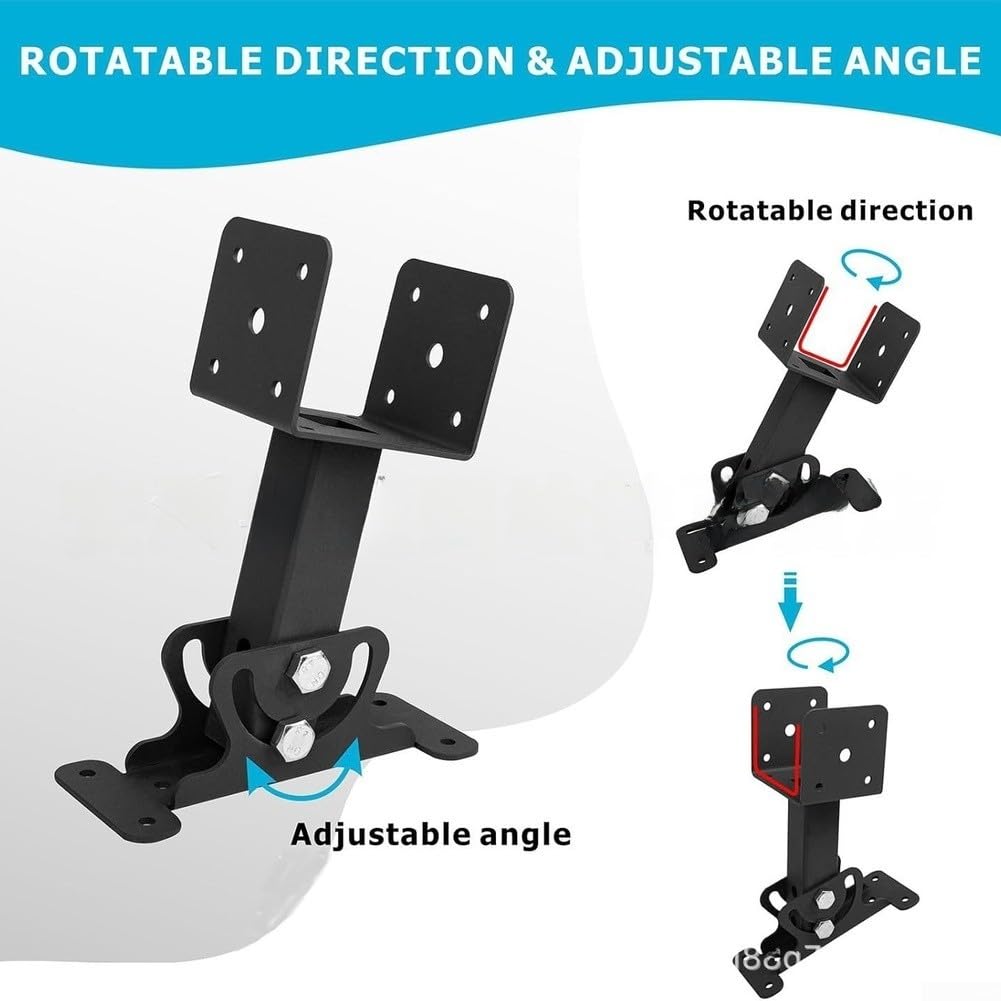 Supporto da tetto regolabile in ferro 12 cm nero (4 pezzi) | Angolo di 180 gradi, design girevole, regolazione flessibile, diverse strutture del tetto, base stabile