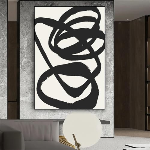 Affiche d'art mural ligne noire KEBIA toile beige 70x100 cm