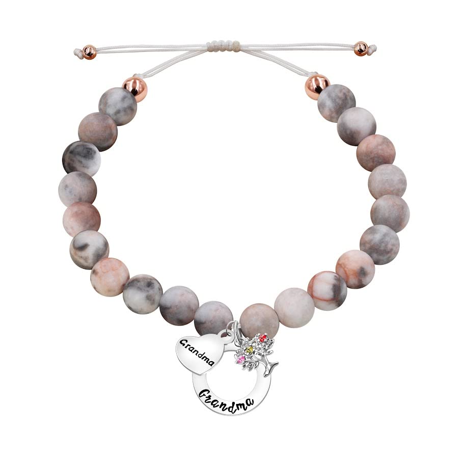 Image of Uloveido Grandma Bracelet for Nana - Gem Semi Precious Gemstone Beaded Bracelet Adjustable Mothers Day Gifts for Grandma from Granddaughter