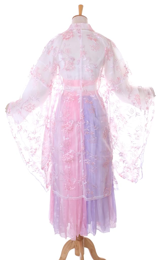 Kawaii-Story Han-016 Hanfu sukienka różowa, fioletowa, biała, tradycyjna, 4-częściowa, chińska, kostium cosplay, szata z haftem (Han-016 Hanfu, DE/NL/SE/PL, alfanumeryczna, M, regularna)