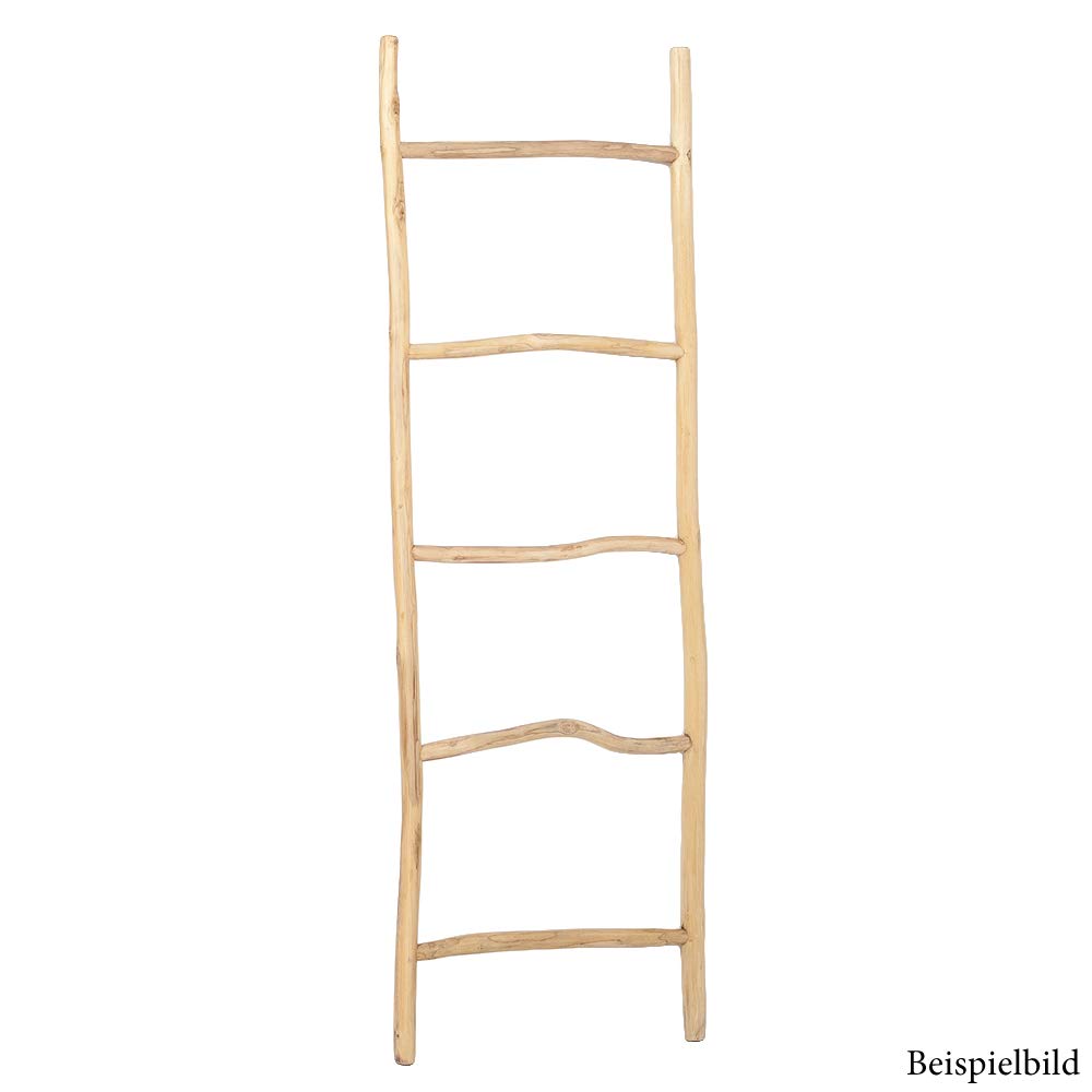 Teak Deko-Leiter Handtuchhalter Natural KEPALA ca. H150cm Kleiderständer Regal