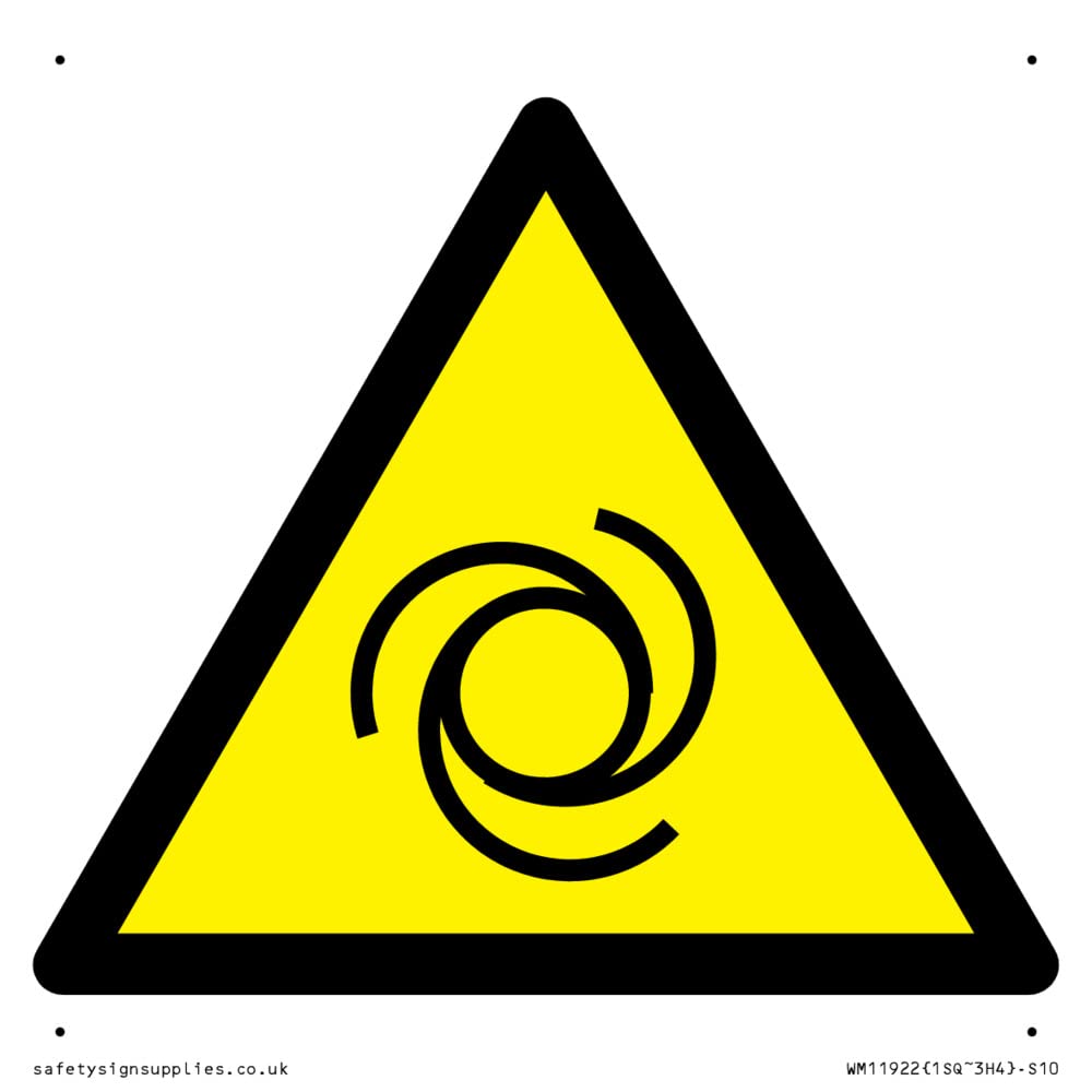 W018 Warning: Automatic start-up Sign - 100x100mm - S10, Yellow/White