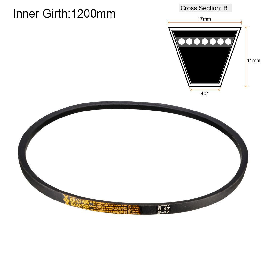 Sourcing Map B47 Drive V-Belt Circonferenza 47" Cinghia Di Trasmissione In Gomma Di Potenza Industriale - 8