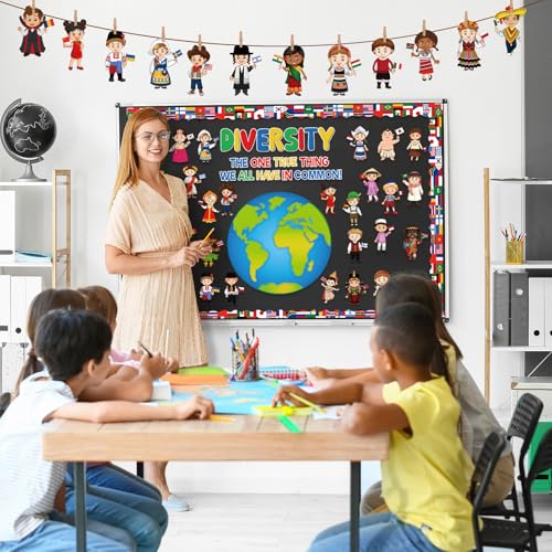 Image of Diversity in Common Multicultural Bulletin Board Decorations Diversity Bulletin Board Decoration Earth Day Activities Educational Classroom Decor Paper Cutouts For Multicultural Classroom Decor