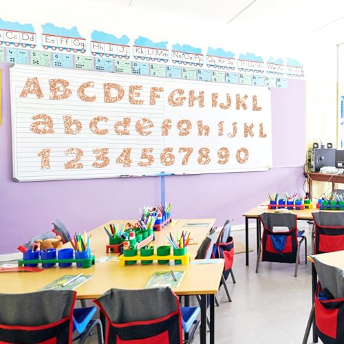 Image of Colarr 216 Pcs Glitter Bulletin Board Letters for Classroom Alphabet Punctuation Symbol Cutout Die-Cut Poster Letter with Adhesive Dot School Party Holiday Decor Display (Champagne,4 Inch)