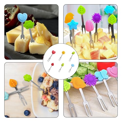 6 Stück Piekser Fingerfood Kinder,Obstgabeln Kinder,Kleine Gabeln Edelstahl,Food Picks,Spieße Kinders,Snack Obstspieße,Mini Gabeln für Brotdose Wiederverwendbare,Dessertgabeln Kuchengabeln Party,Küche
