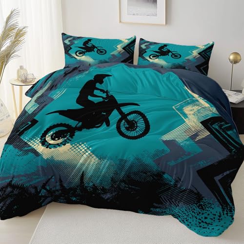 Ropa de Cama 135 x 200 cm, Surrealismo Motociclista Estampado Microfibra Juego Funda nórdica, Gris Oscuro Funda nórdica con Cremallera para niñas y niños Adulto