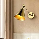 ブラケットライト ウォールライト アンティーク 北欧 レトロ モダン アーム式 E26口金 角度調整可 回転でき スポットライト 居間照明 壁掛け 門灯 おしゃれ インテリア 室内 電球無し 1灯 ゴールド色