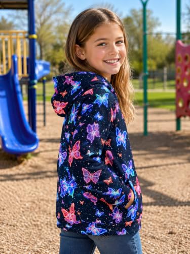 Image of uideazone Girls Graphic Hoodie, Long Sleeve Hooded Sweatshirt 4-14 Years