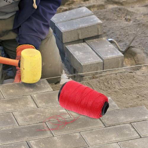 Homoyoyo Cuerda de Nylon para Albañilería Hilo Trenzado de Nylon para Construcción y Jardinería Resistente 2 Rollos Cordón Rojo para Herramientas de Construcción y Albañilería miniatura 5