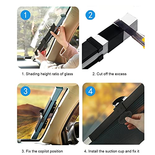 Retractable Windshield Sun Shade For Car, Cordless Cellular Sun Visor Protector Blocks 99% Uv Rays To Keep The Vehicle Cool, Honeycomb Sunshade Fits Various Models With 3 Suction Cups (65Cm/25.6In) #TOP6