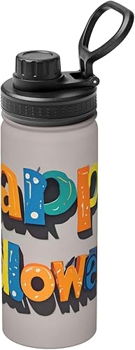 Miniatura 1 de Happy Holloween - Hervidor de agua aislado de acero inoxidable  Botella de agua divertida con estampado  Ideal para deportes y viajes