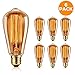 Produktbild GoodsBros 6er Pack Vintage Edison Glühbirne E27 Glühlampe 40W/220V Antike Retro Glühbirne Warmweiß Squirrel Cage Amber Glas ST58 mit RoHS Zertifizierung