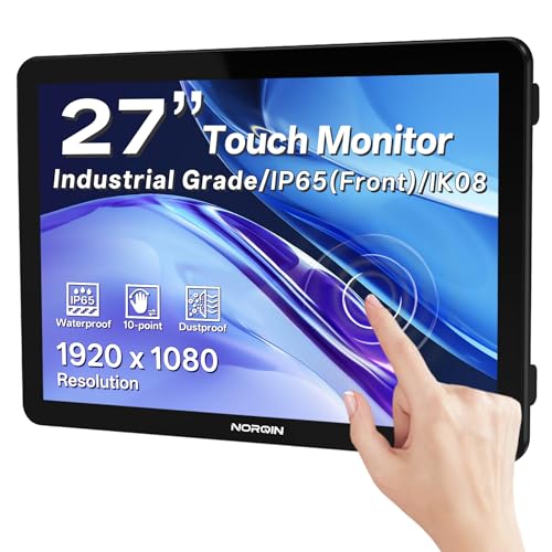 Image of 27 Inch Industrial Touchscreen Monitor,10-Point Capacitive Touch IP65 LCD Display 16:9,with VESA HDMI /VGA /DVI /USB /Audio,for Medical & Industrial & Kiosks POS.1920 * 1080