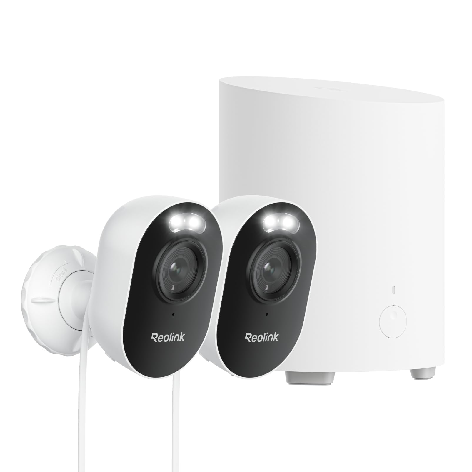 Reolink Smart Außen-Sicherheits-Bundle: 2× Lumus-2K 4MP WLAN Außenkameras mit Spotlights + Home Hub Mini, Dualband WLAN, Lokaler Speicher, Verschlüsselt