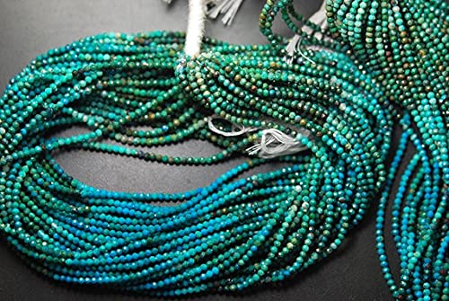 Chrysocolla facettée haut de gamme nuances naturelles perles rondelles 2.40mm pour bijoux d'exception