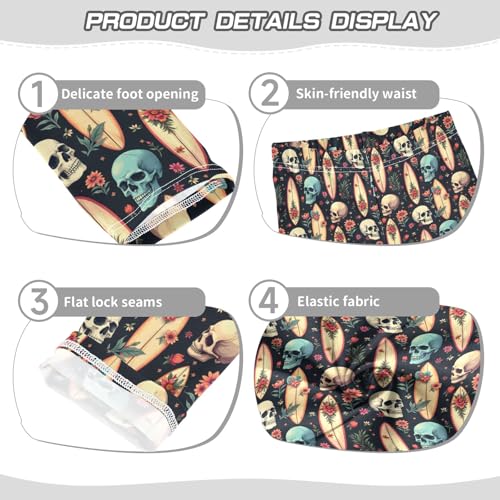 Girls Printed Leggings Yoga Pants Tropical Floral Skull Surfboard Pattern for Kids in 4t to 10 Years, 4T3