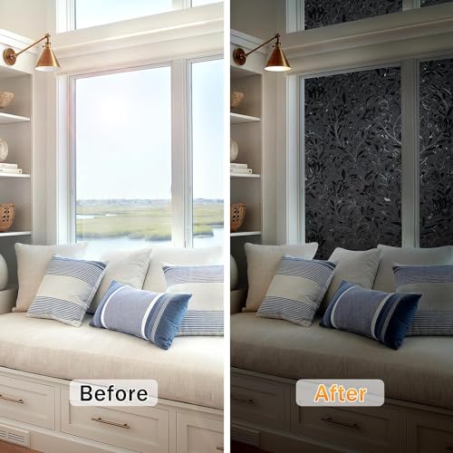 Rabbitgoo A008 Total Blackout Window Film, Heat Blocking Removable Privacy Window Cover, Stained Glass Window Thermal Film, Light Blocker Window Sticker Vinyl Door Window Covering thumb #7